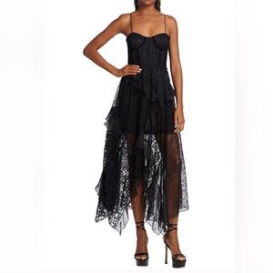 Alice + Olivia Jemma Lace Asymmetric Dress